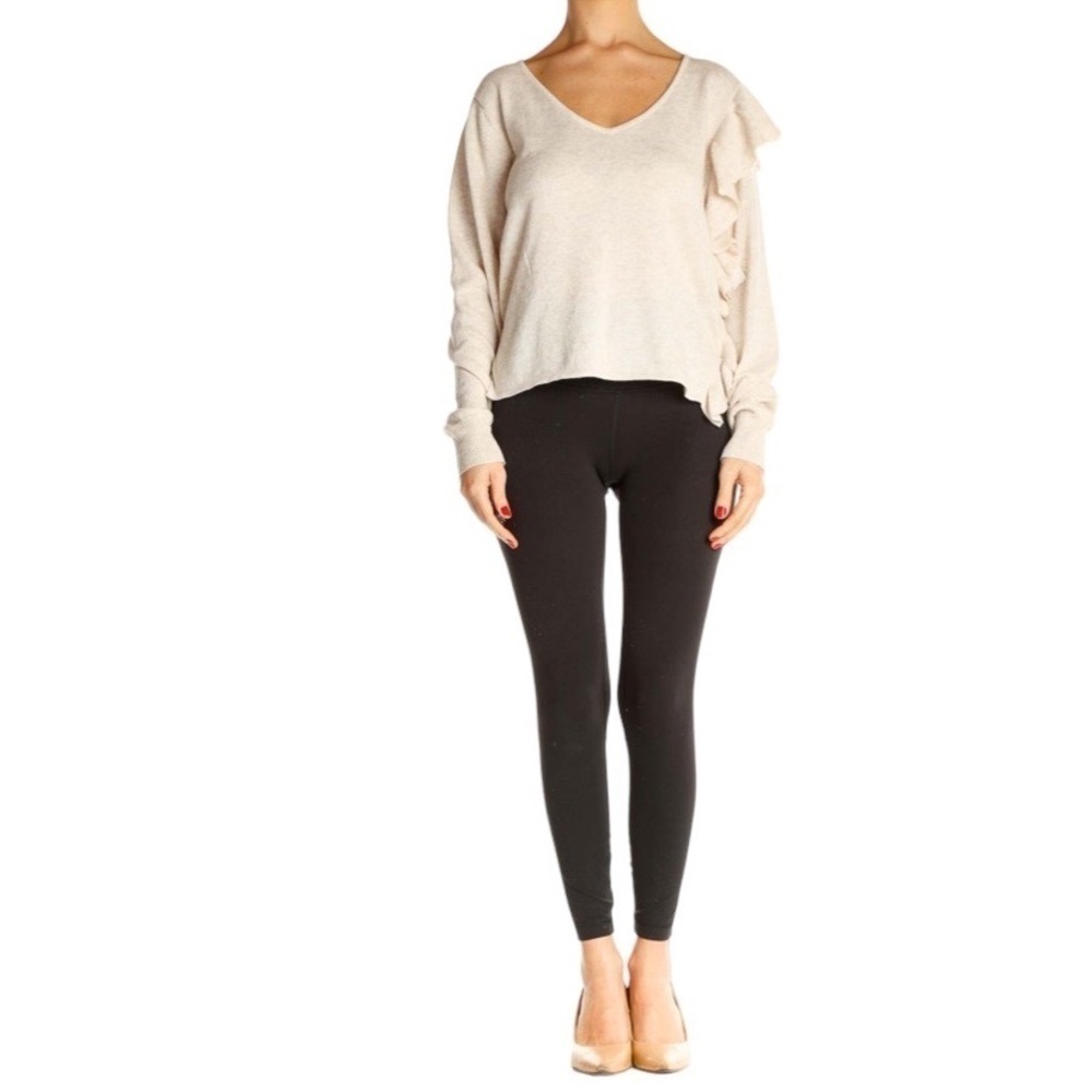 John + Jenn Beige sweater women XS/ TP casual soft cozy neutral wool office